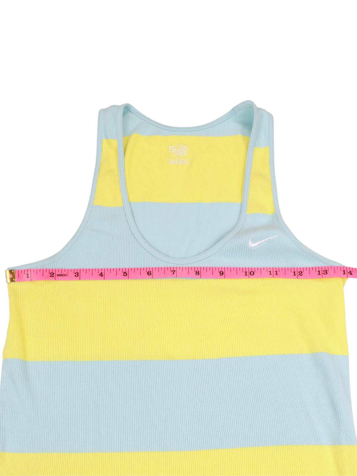 Nike Athletic Dept Ribbed Stripe Tank Top Aqua Yellow Size Large