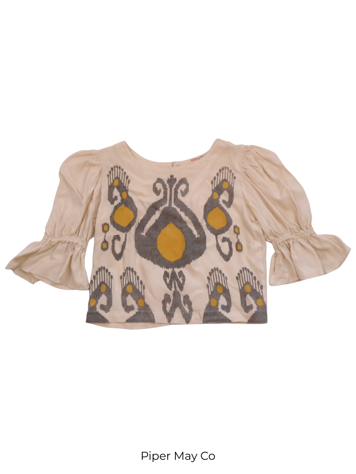 Bombay Paisley Printed Statement Blouse – Soft Neutral | Size XXS