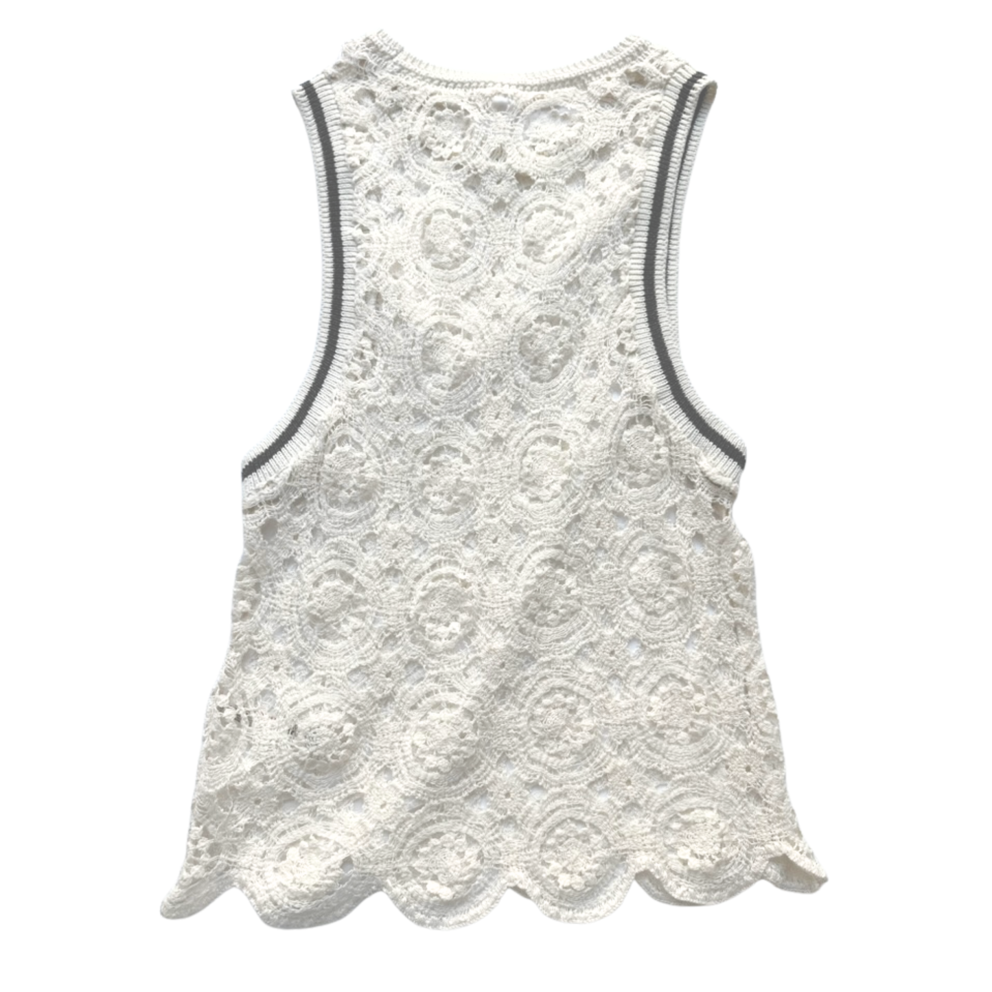 Daily Practice Lace Tank Top Cream Crochet Sleeveless Boho NWT Size S