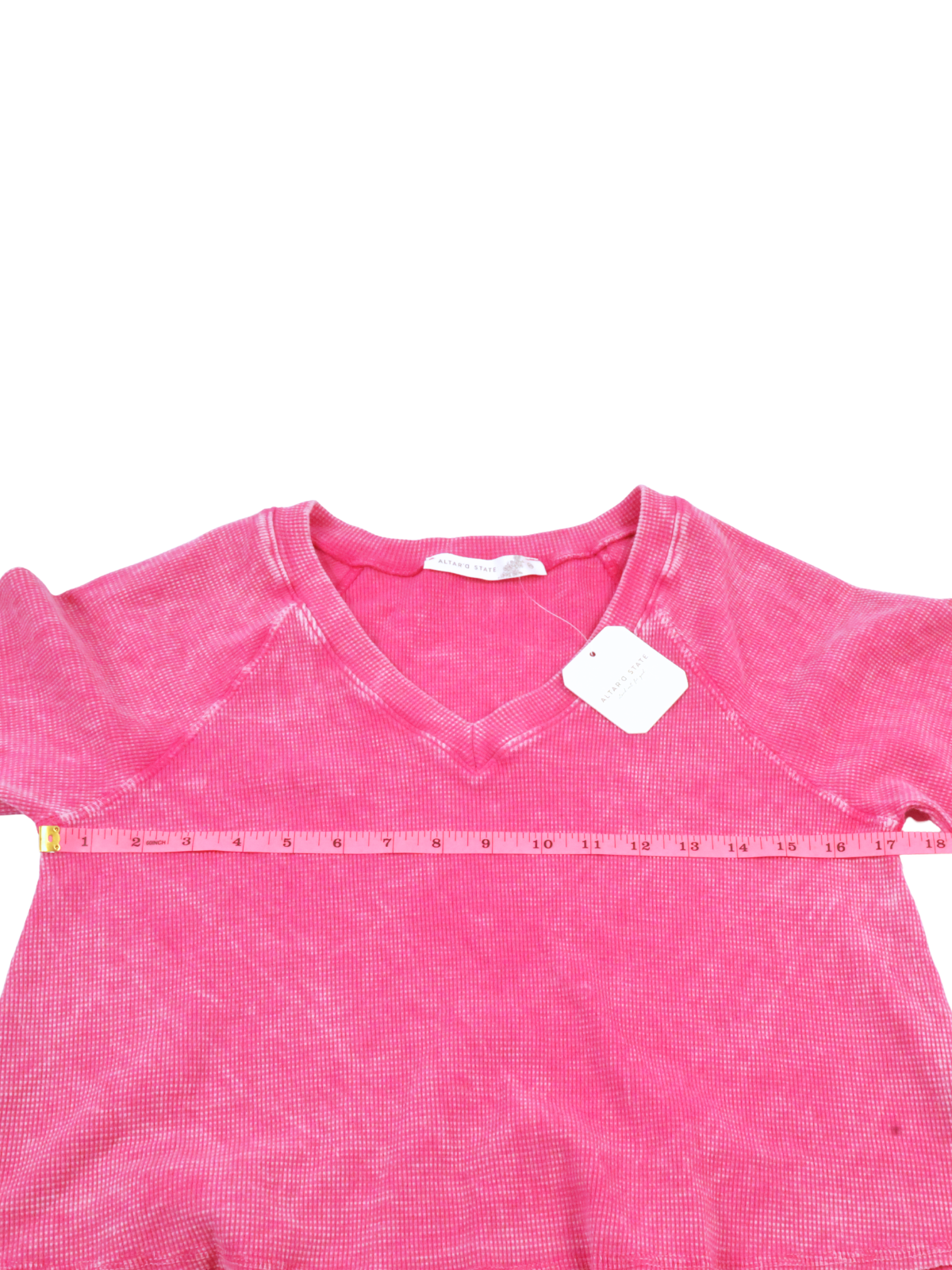 Alter’d State Pink Waffle Knit Crop Top | Soft Textured V-Neck | XS | NWT