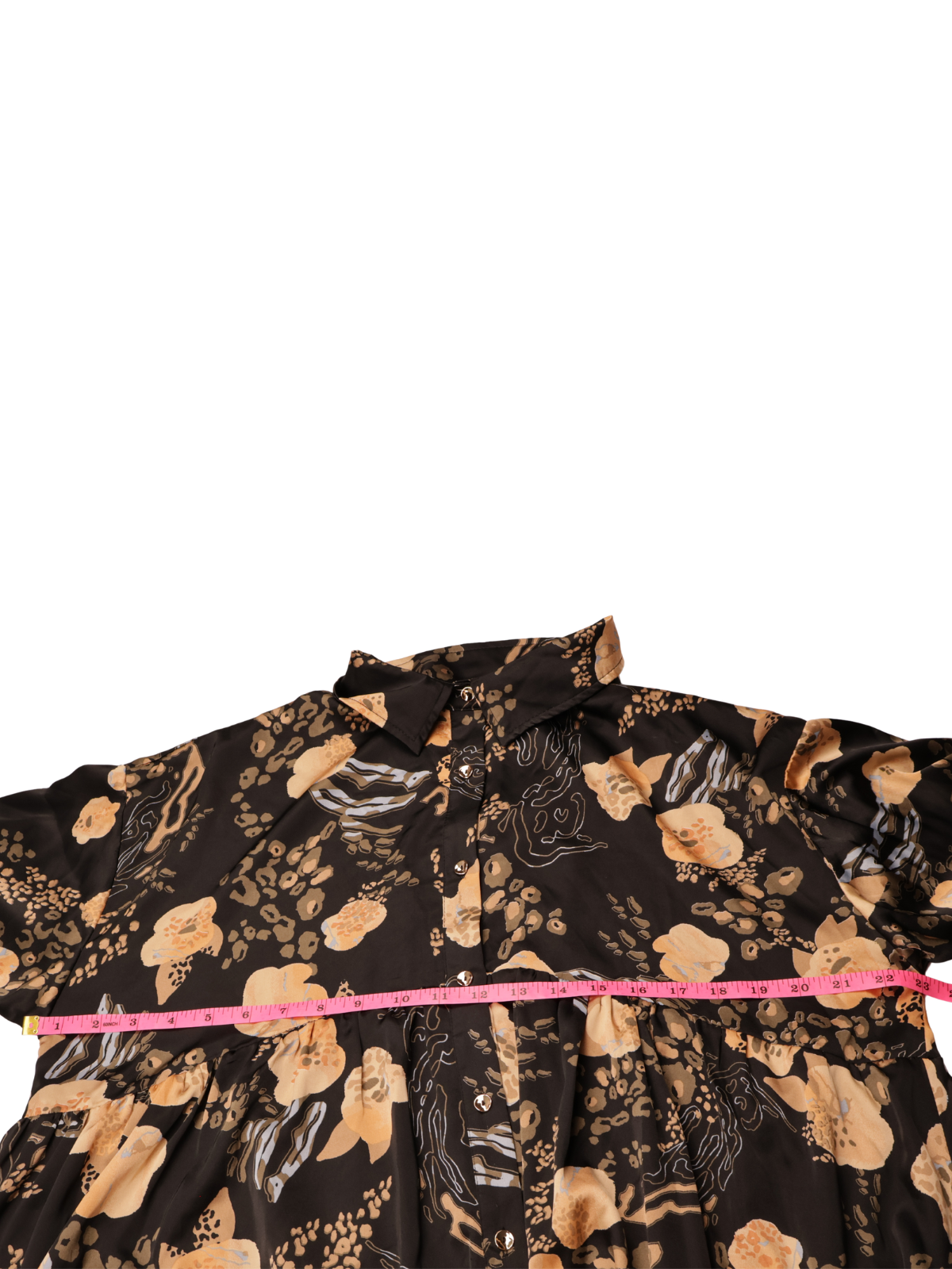 Entro Black Floral Babydoll Dress | Oversized Boho | Pockets | Size Large