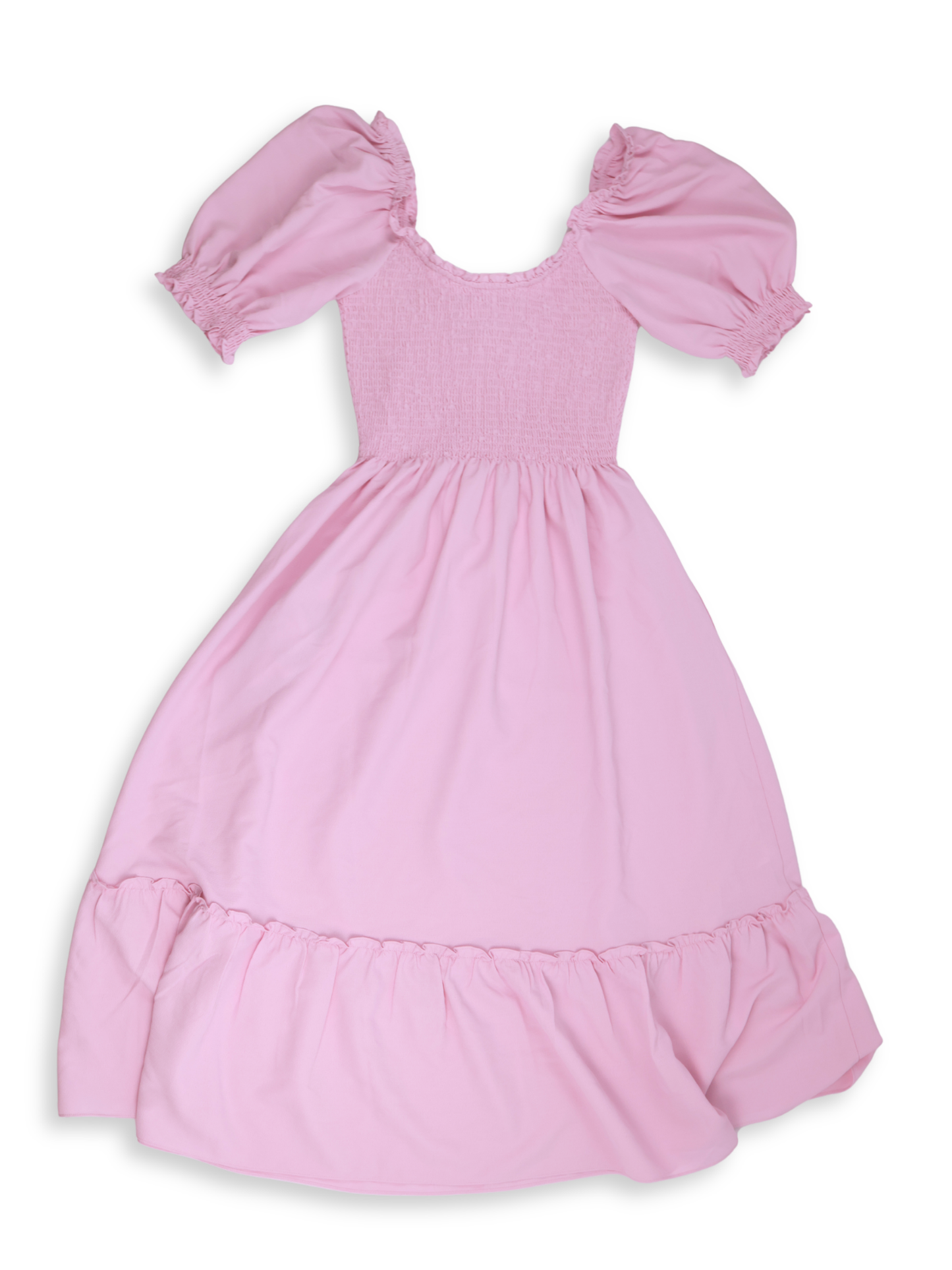 Hill House Home Louisa Nap Dress Ballet Pink Smocked Maxi Puff Sleeve Size Small NWT