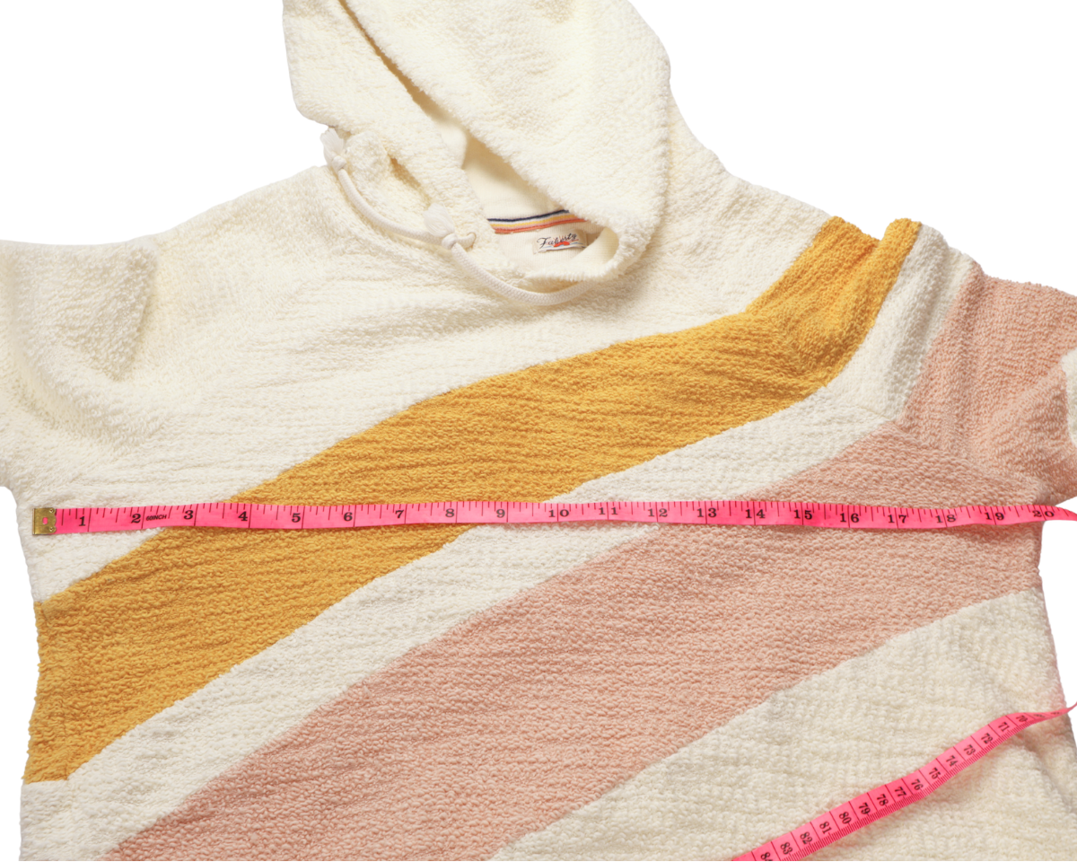 Faherty Vista Hoodie Sweater – Cream Striped Cozy Knit | Size Large