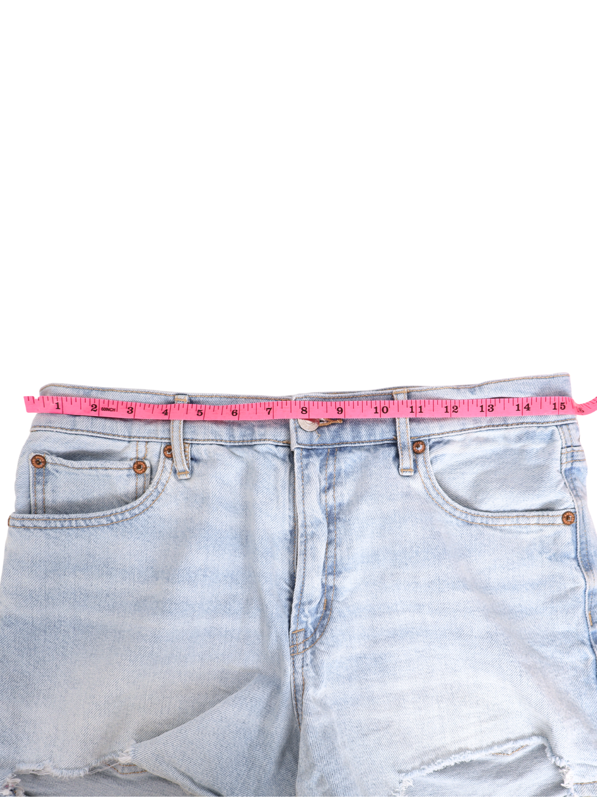 American Eagle Light Wash Denim Shorts Size 6 High Rise Distressed Cutoff