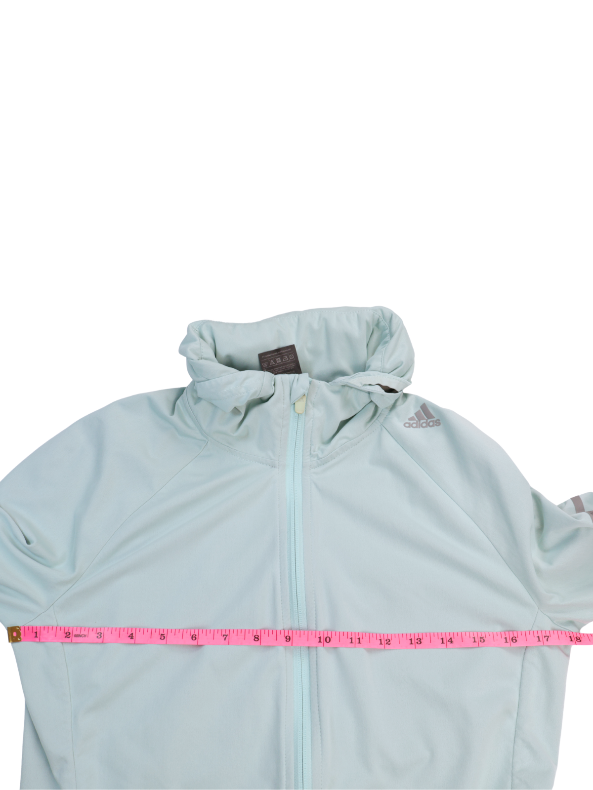 Adidas Light Blue Athletic Jacket | Hooded Zip Front Windbreaker | Small