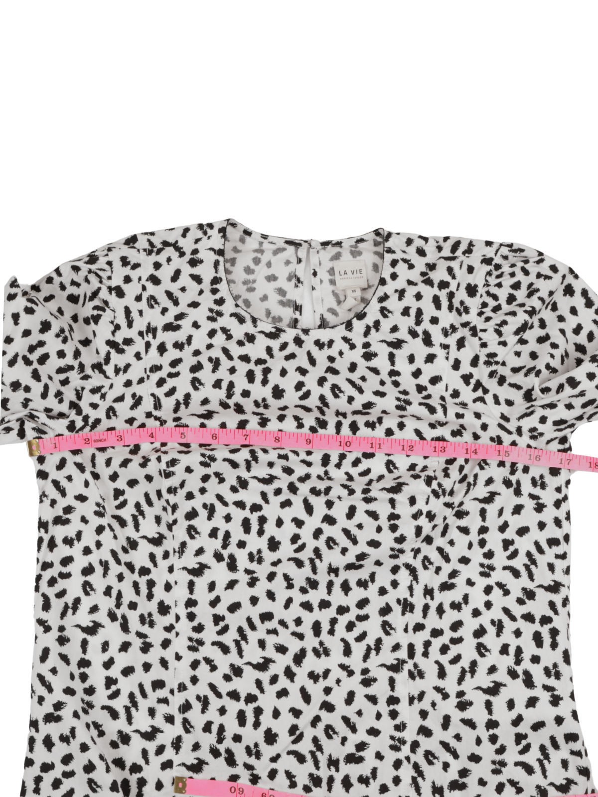 La Vie Printed Ruffle Hem Mini Dress Black White XS