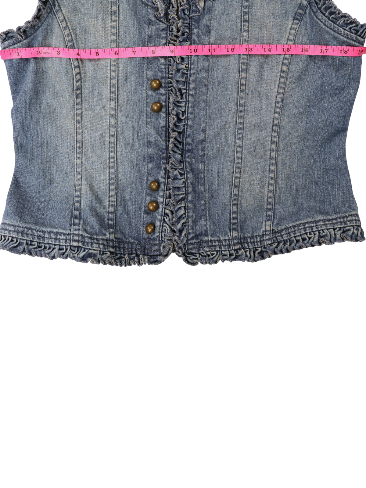 Harold's Ruffle Trim Denim Vest Size Medium