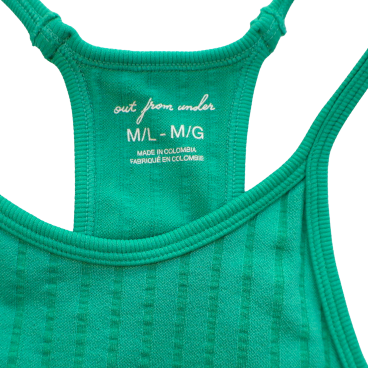 Out From Under Ribbed Racerback Crop Tank / Sports Bra Green M/L