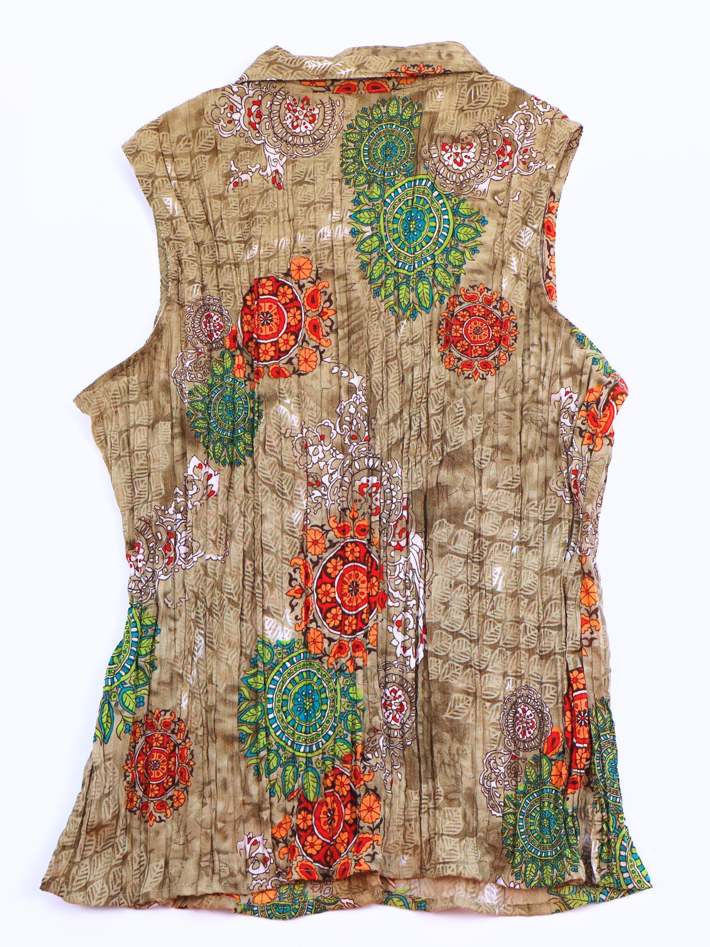 Harmony & Vine Printed Sleeveless Button Front Tank Top | Size Large | NWT