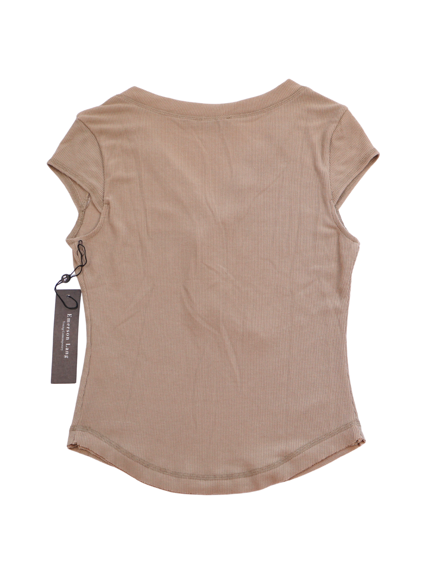 Emerson Lang Ribbed Henley Tee – NWT | Minimalist Essential | Size Small