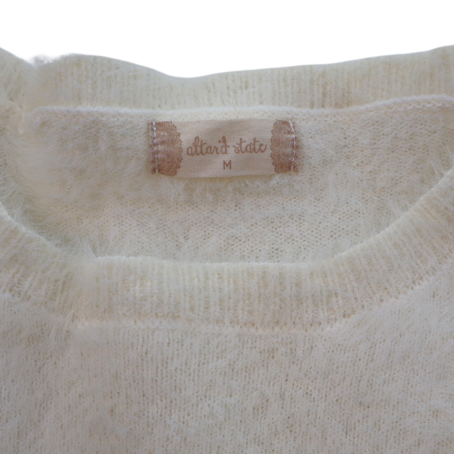 Alter’d State Fuzzy Knit Sweater | Soft Ivory | Size Medium