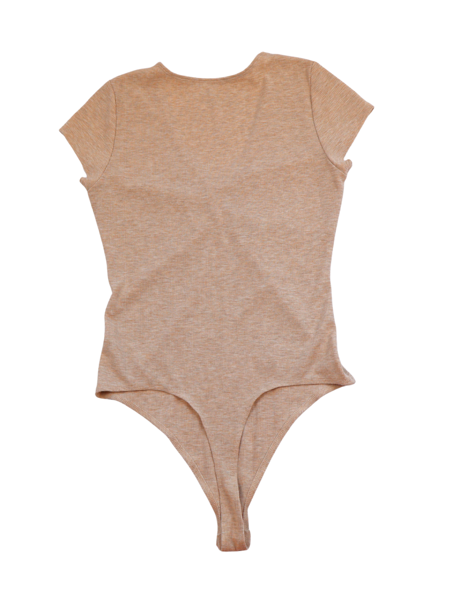 American Eagle Ruched V-Neck Bodysuit – Soft Neutral Essential | Size M