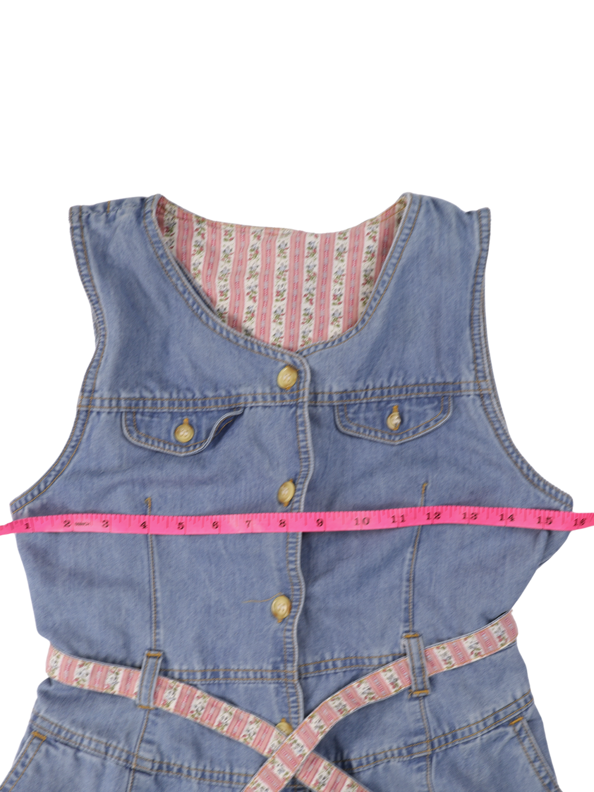 Vintage Japanese Denim Belted Dress | Girls 10–12