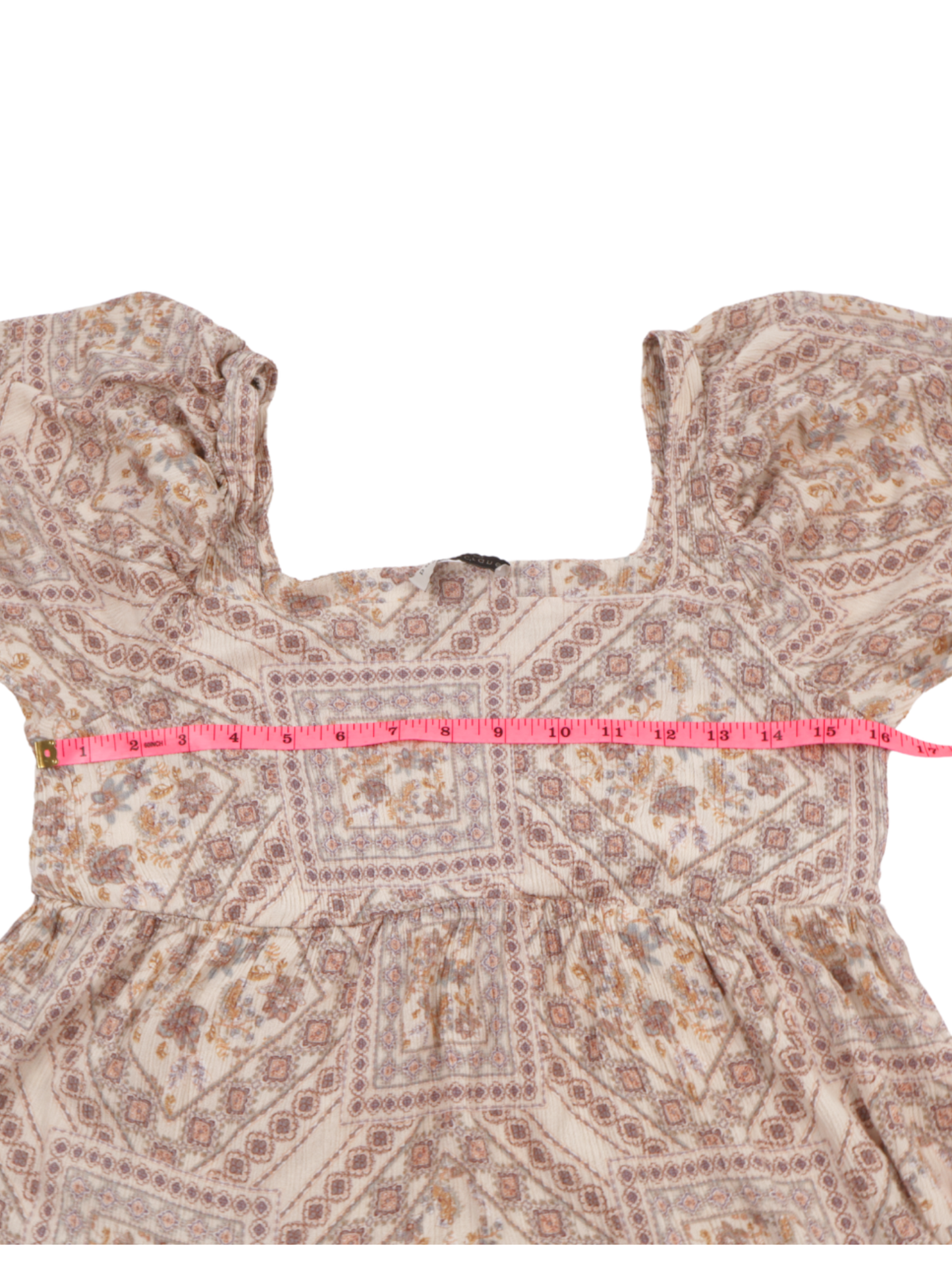 Paper Crane Boho Printed Blouse – Soft Feminine Peasant Top (Size Large)