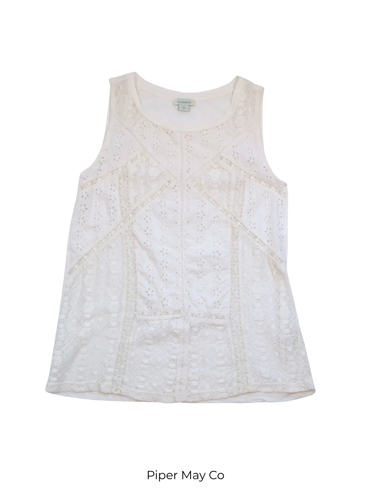 Sundance Lace Tank Top – Soft White Boho Essential | Size XS