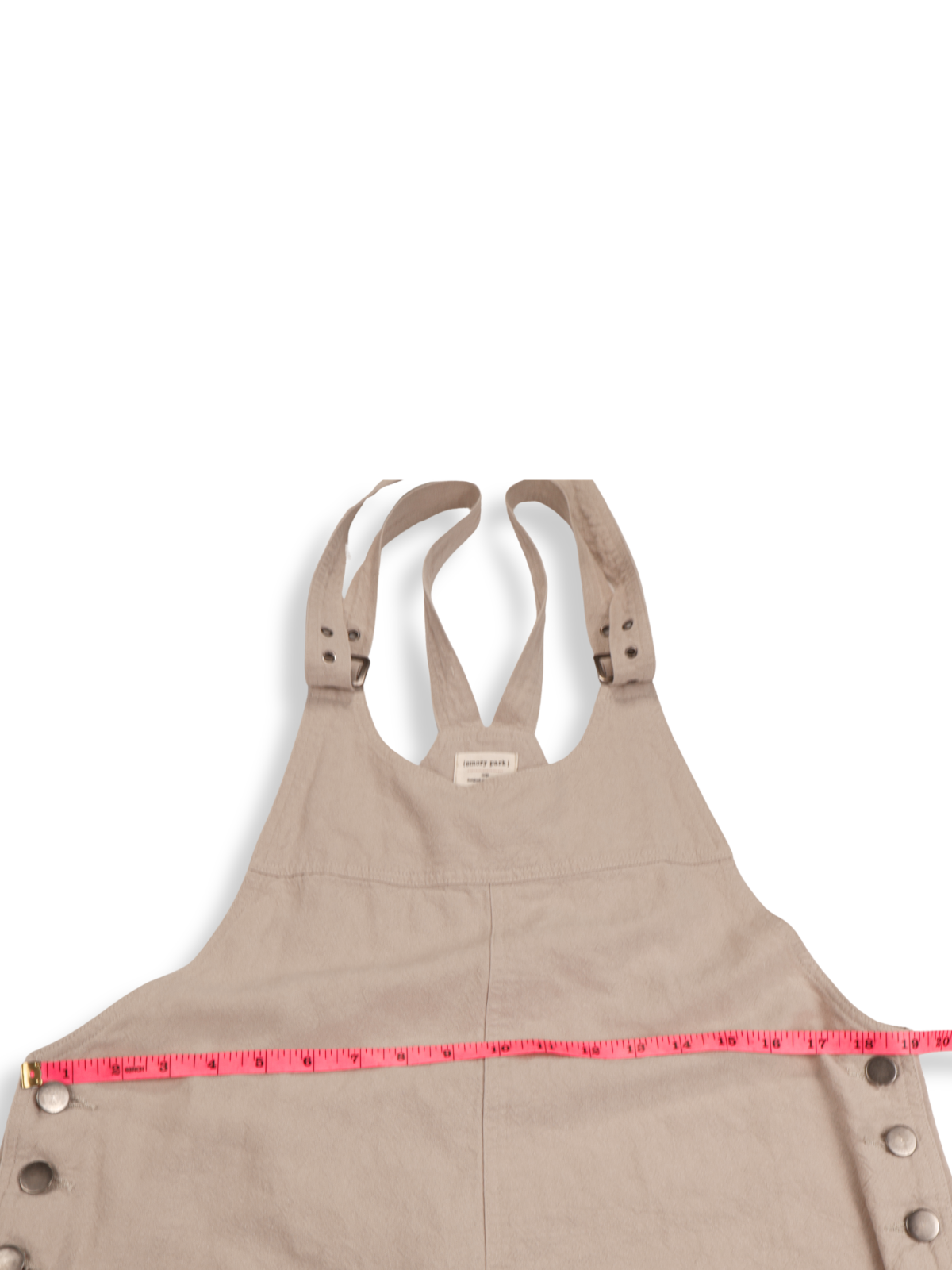 Emory Park Overall Romper Size L | Beige Utility Shortalls w/ Adjustable Straps