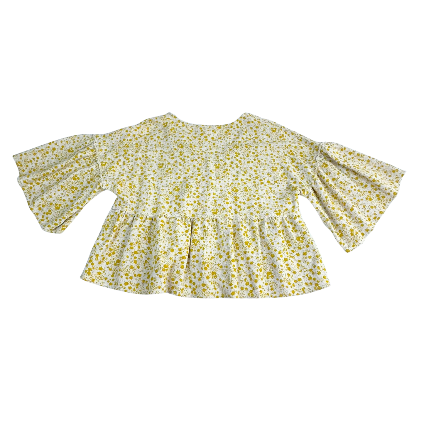 Loveriche Yellow Floral Peplum Blouse – Size Medium