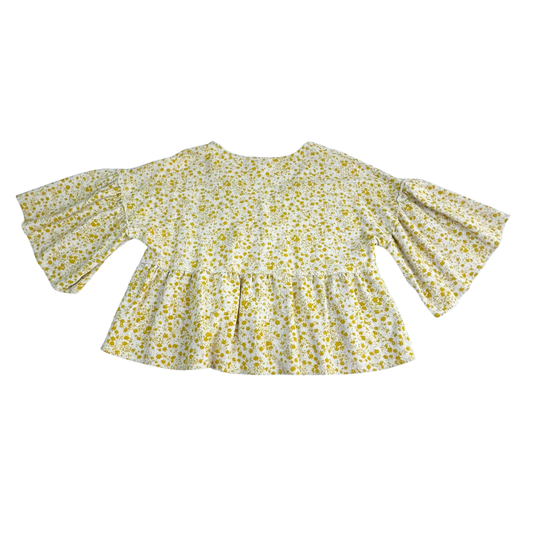 Loveriche Yellow Floral Peplum Blouse – Size Medium