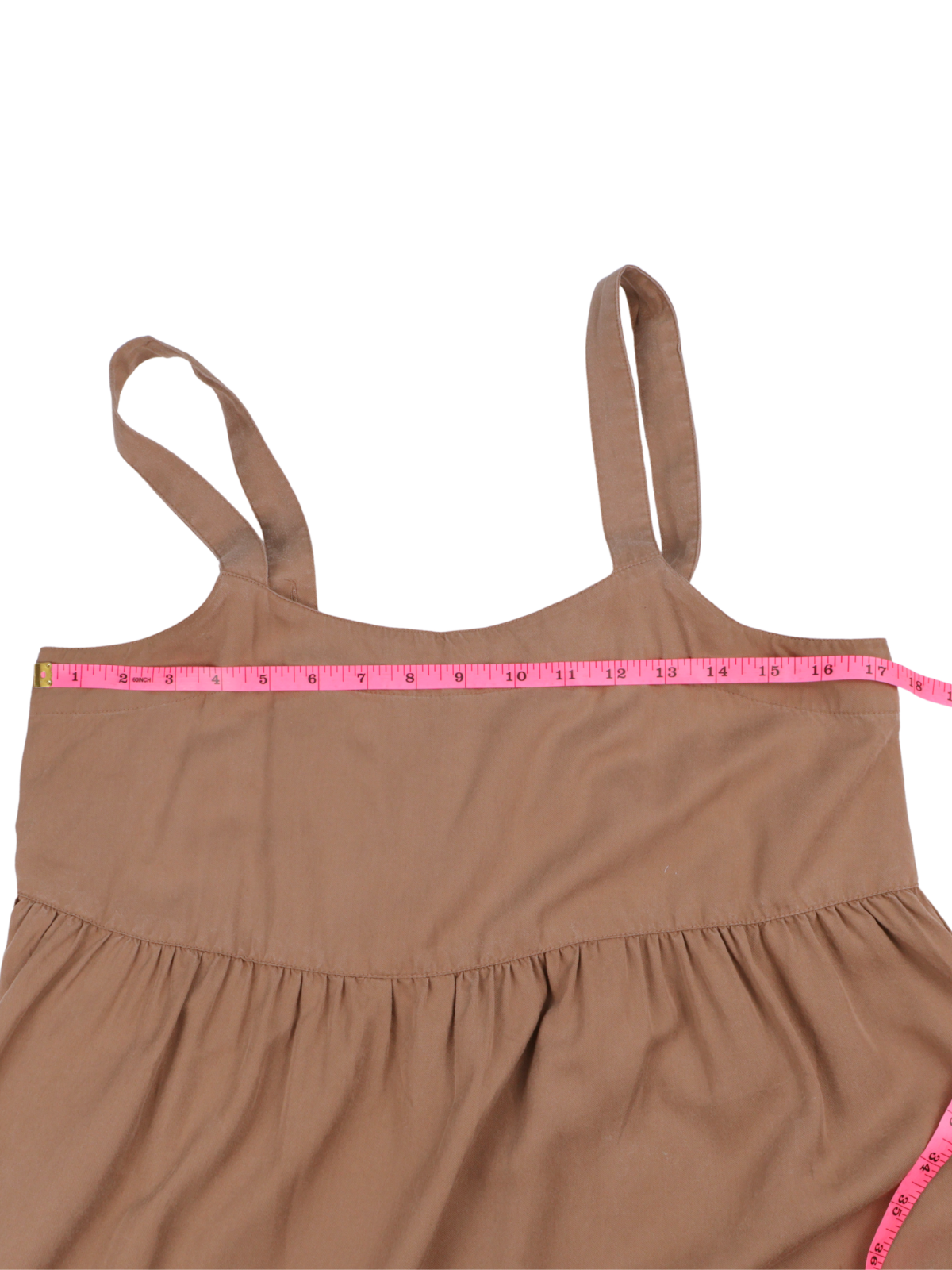 The Drop Brown Smock Midi Dress | Tiered Pocket Dress | Medium