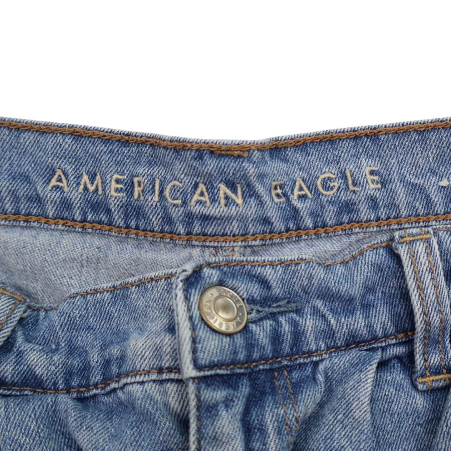 American Eagle High-Rise Denim Shorts – Size 6 – Light Wash Cuffed Casual Fit