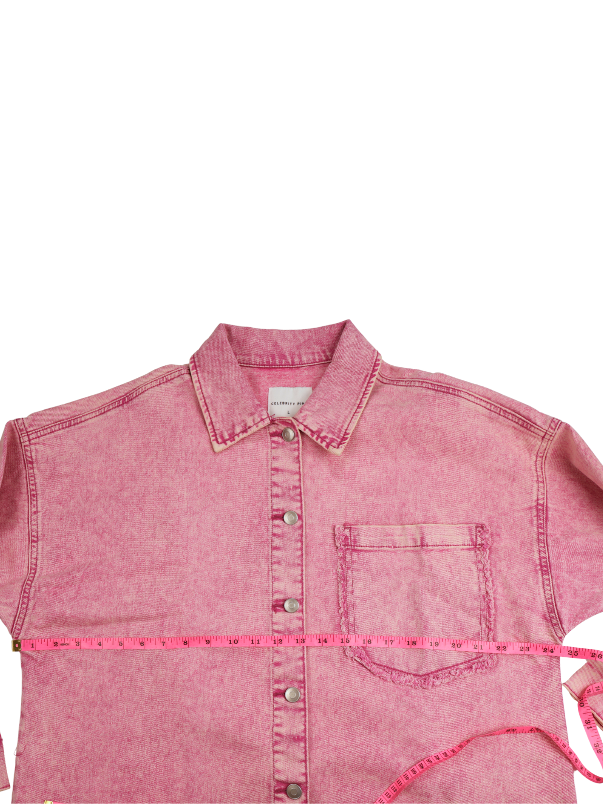 Celebrity Pink Oversized Pink Denim Jacket – Frayed Hem Statement Layer (Size Large)