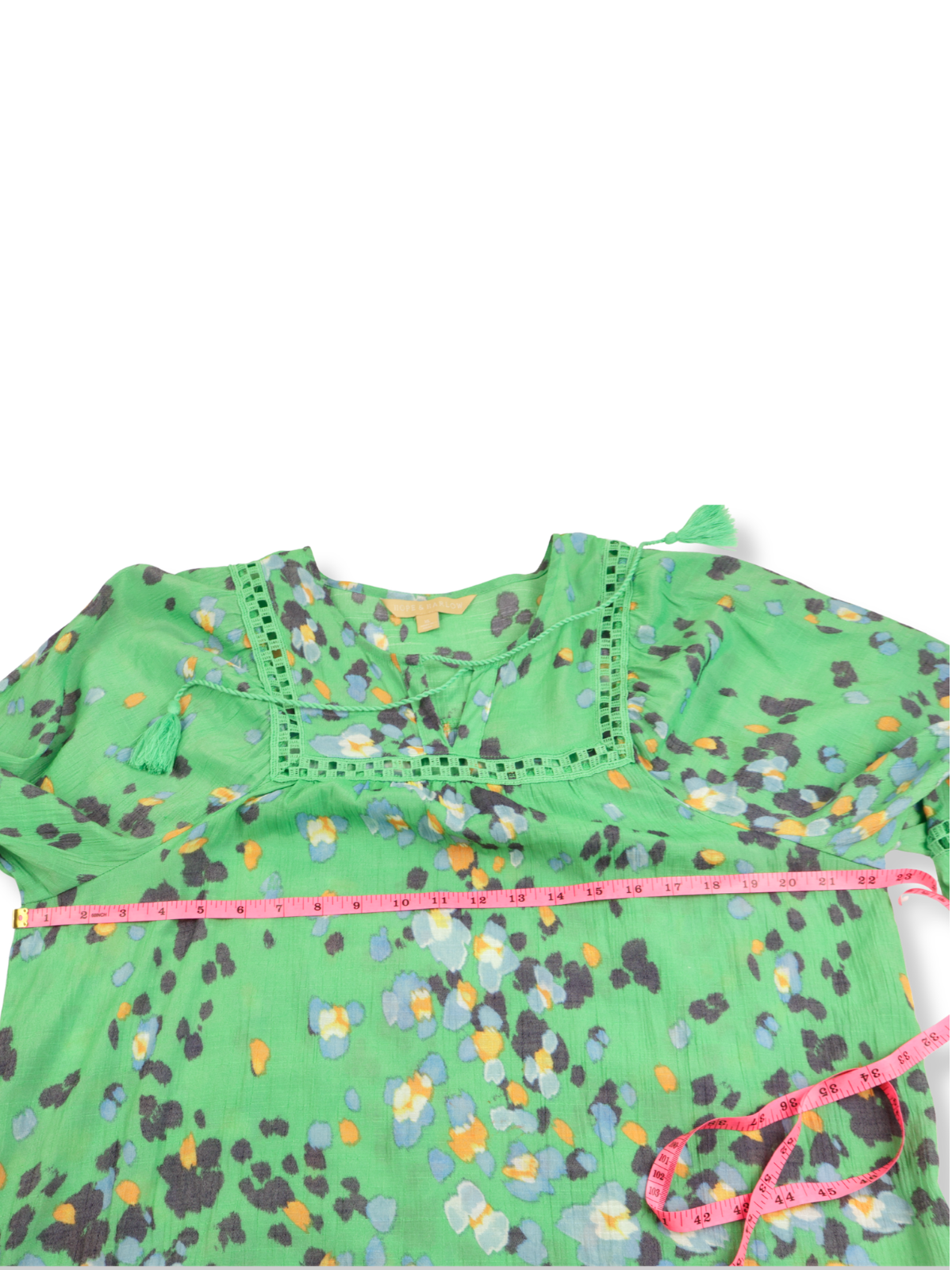 Hope & Harlow Green Floral Blouse XL | Boho Lightweight Top | Statement Print