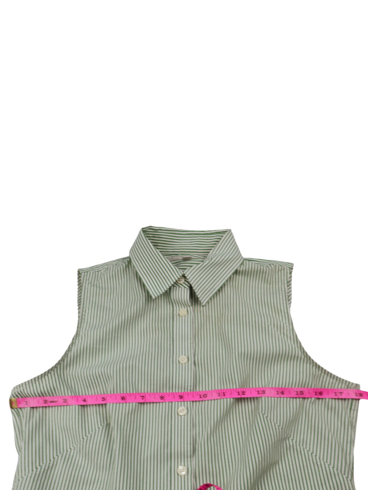 Banana Republic Green Stripe Sleeveless Button Front Blouse Size 8
