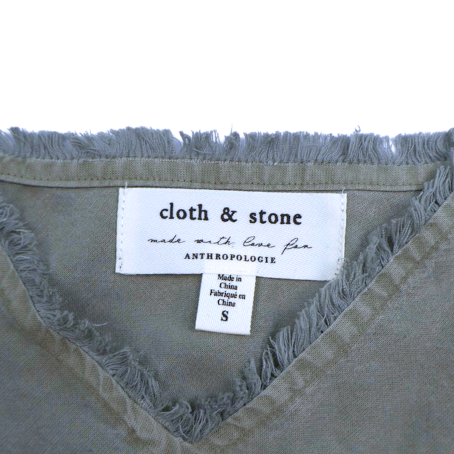 Cloth & Stone Frayed Trim Tank – Sage Green | Size S