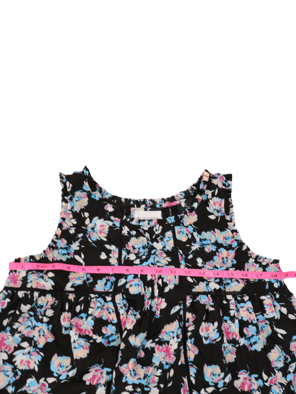 Olive + Oak Floral Sleeveless Blouse Large Black Pink Blue High Neck Tank Top