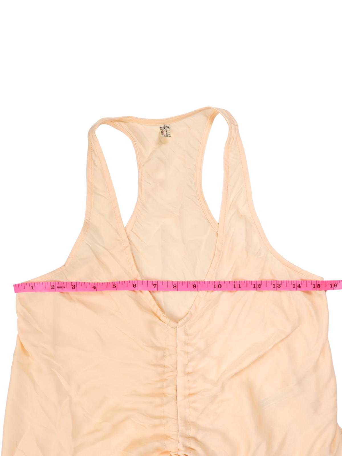 Free People Silky Peach Racerback Tank Top Size Small Ruched Flowy Boho Cami