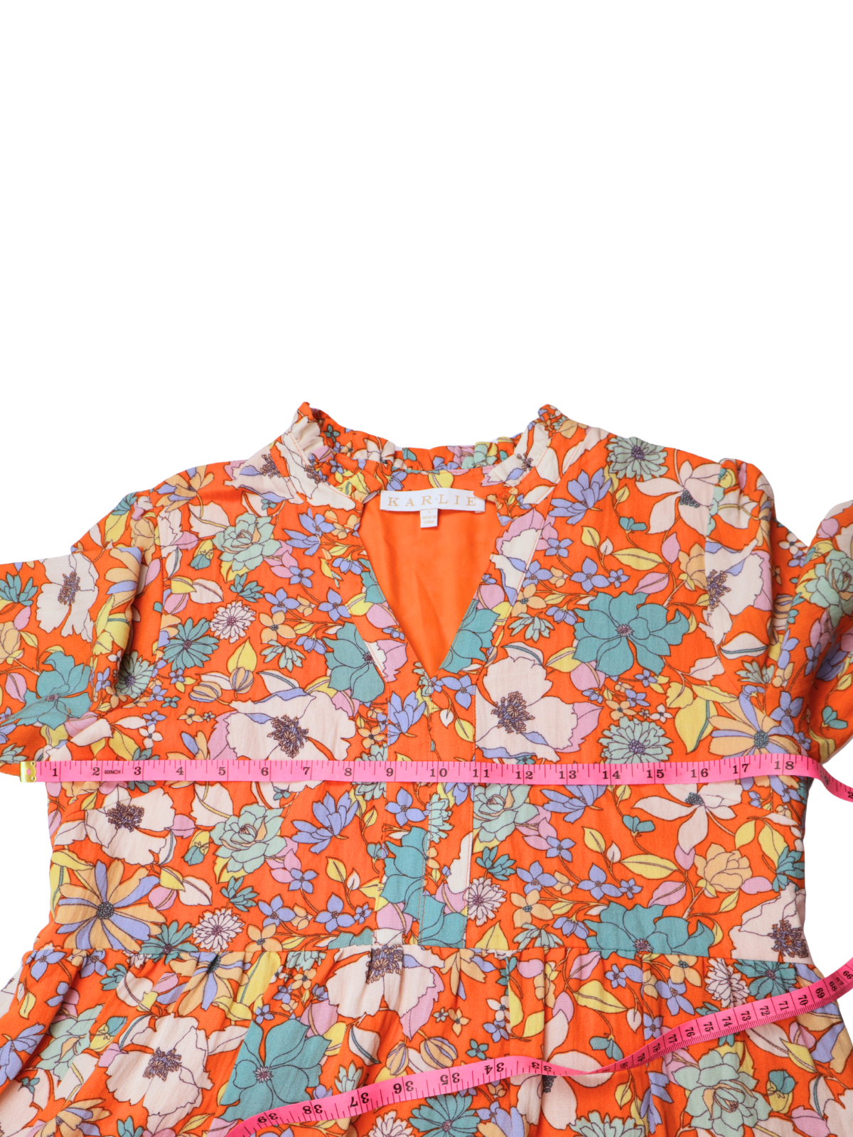 Karlie Floral Mini Dress – Bold Orange Statement | Long Sleeve Boutique Style | Size Small