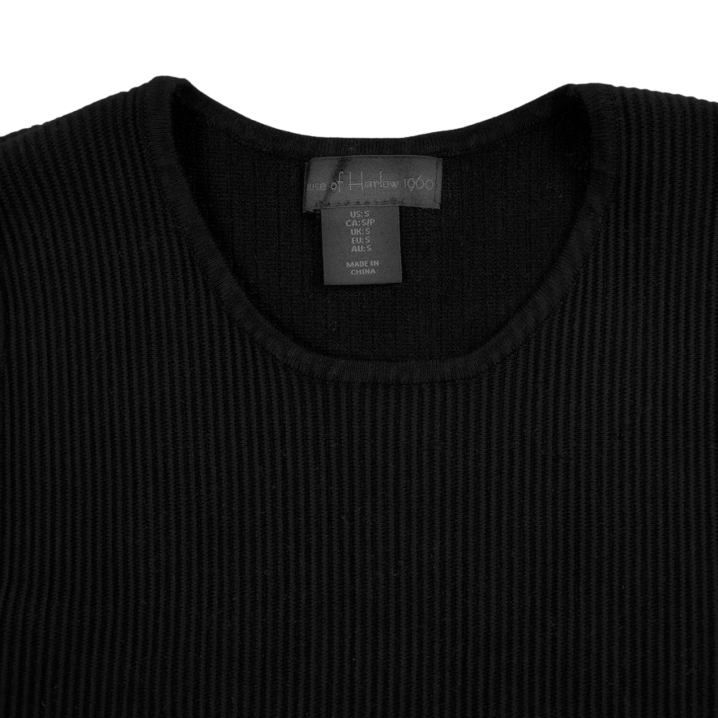 House of Harlow 1960 Ribbed Knit Cropped Tank Top – Black – Women’s Size S