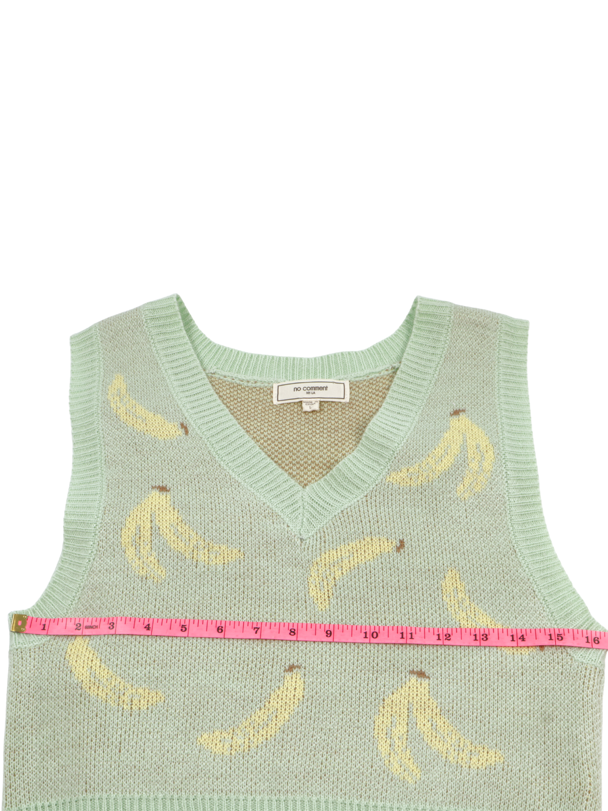 No Comment Banana Print Sweater Vest – Playful Statement Knit (Size Large)