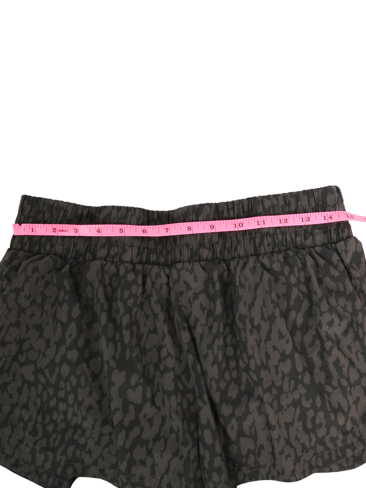 Varley Leopard Athletic Running Shorts Large Black Gray High Rise Activewear