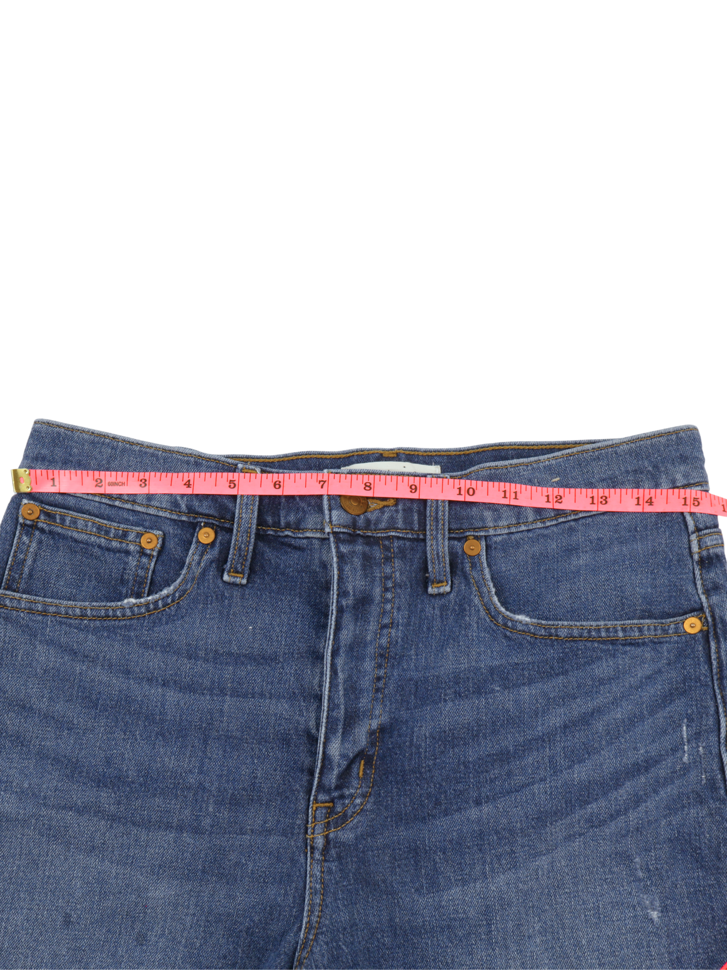 Madewell Dark Wash High-Rise Denim Shorts – Longer Length Everyday Staple (Size 28)