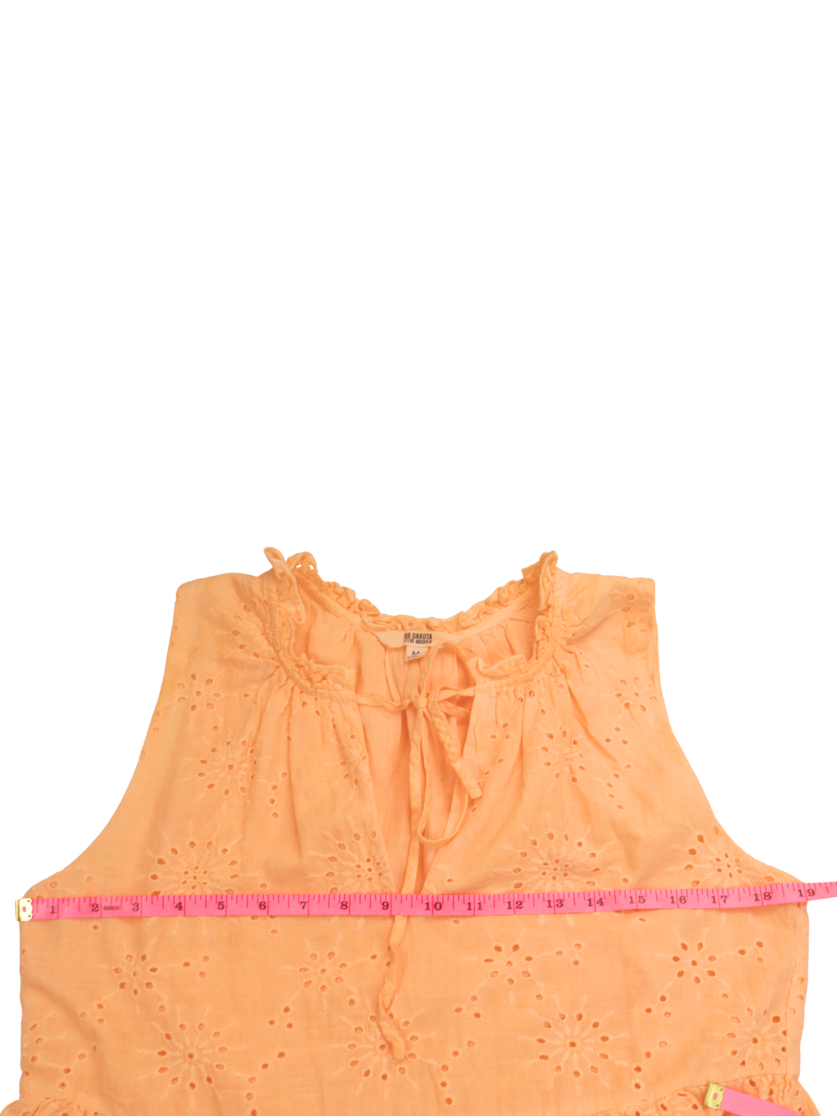 BB Dakota Orange Eyelet Dress – Embroidered Tiered Mini | Size Medium