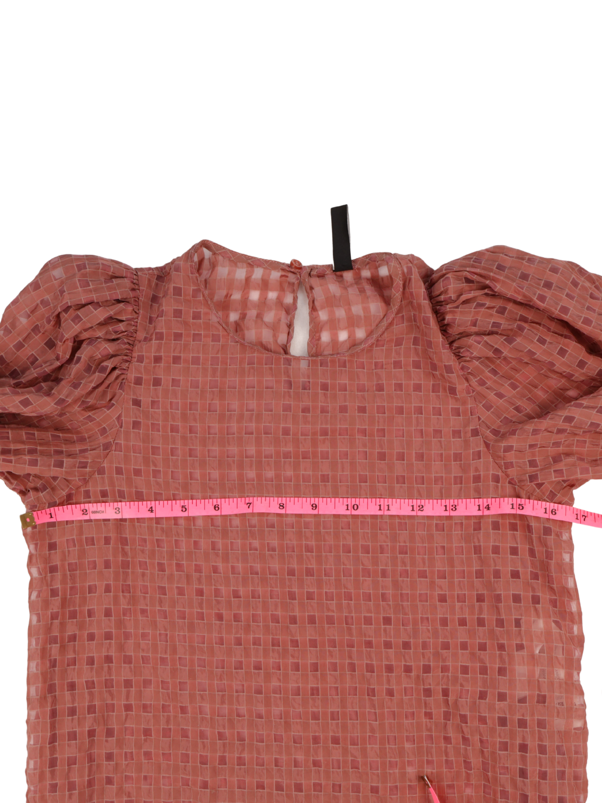 Zara Mauve Sheer Puff Sleeve Blouse | Textured Romantic Top | Small
