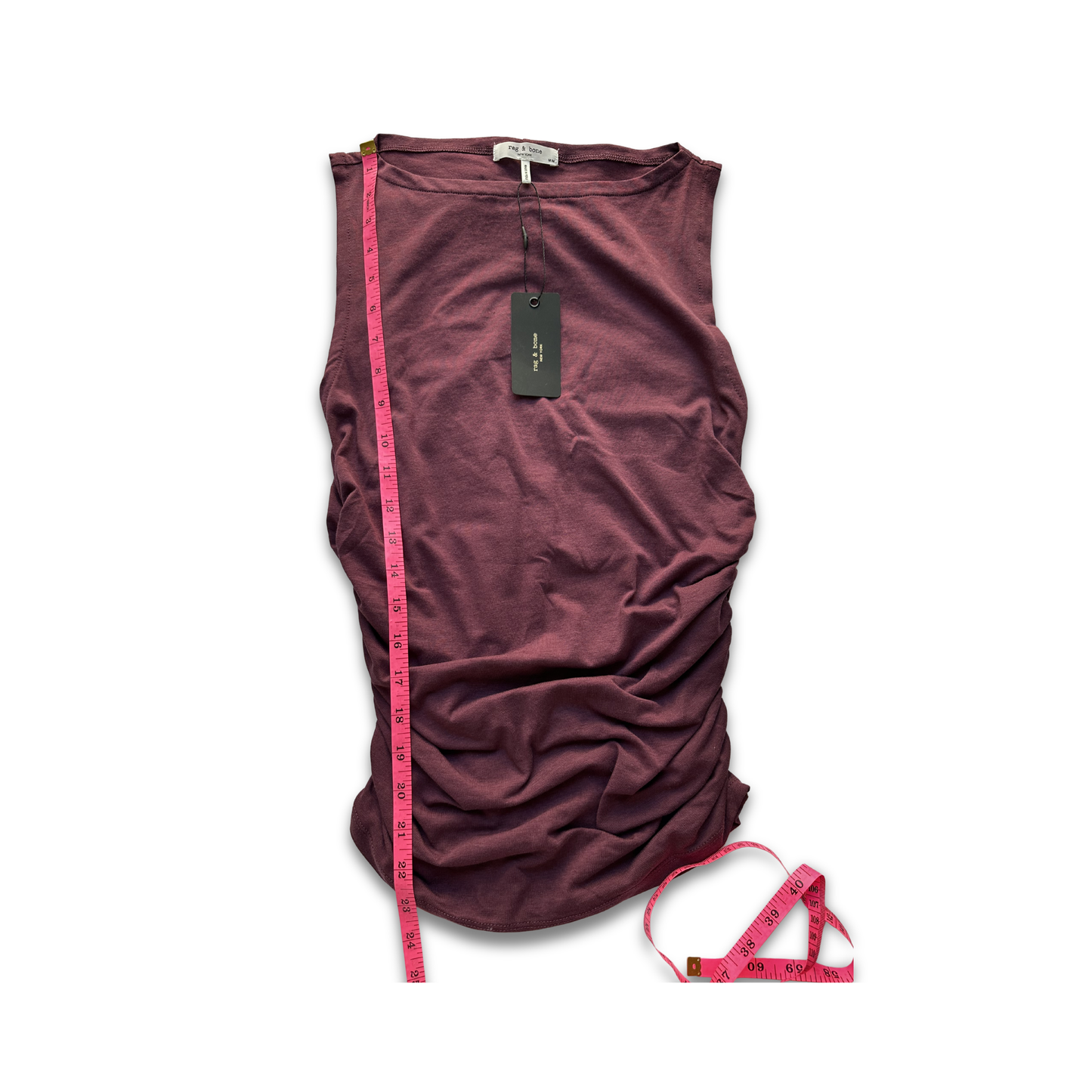 Rag & Bone Plum Ruched Sleeveless Knit Top – Size Medium (NWT)
