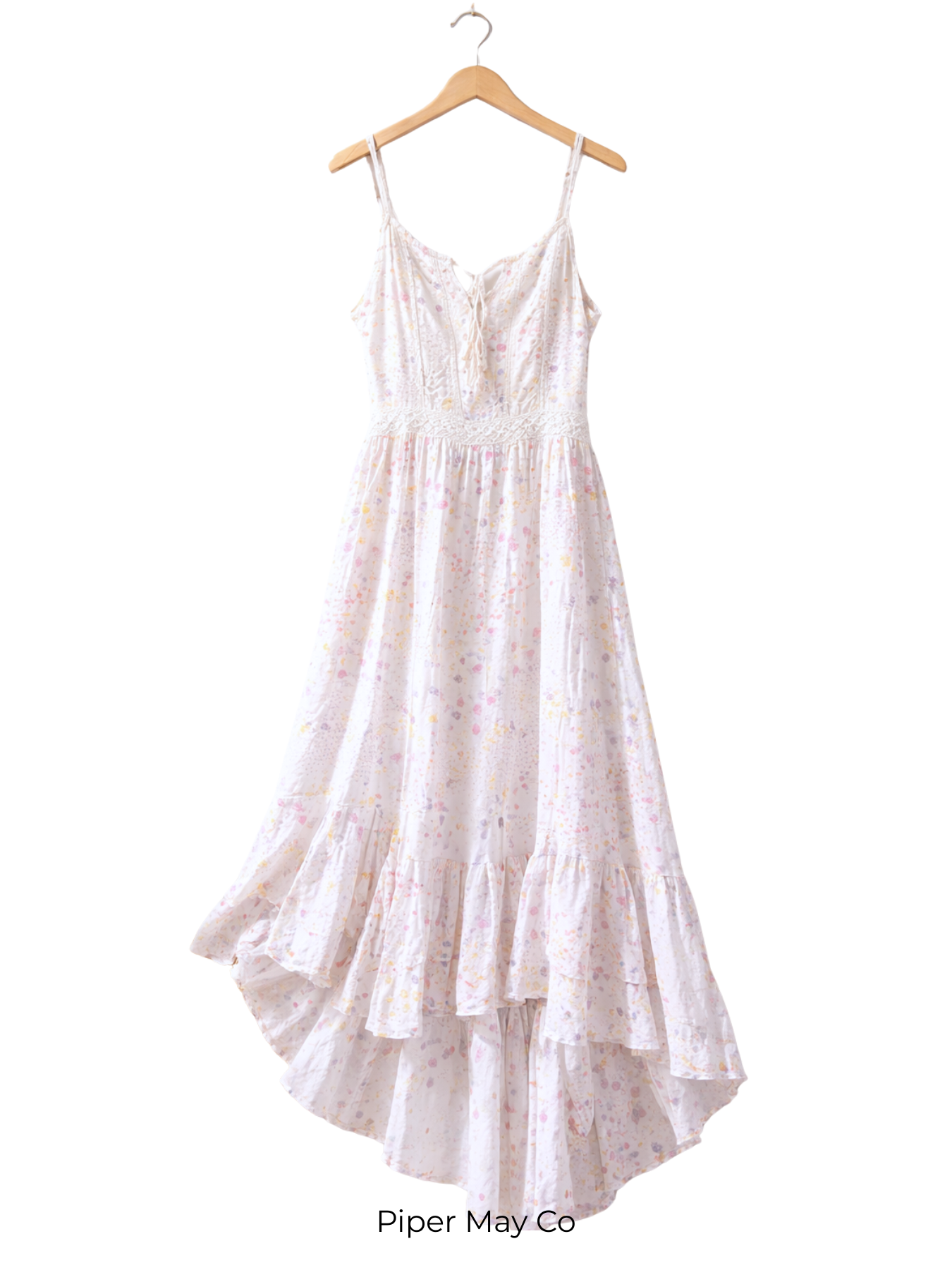 Japna Floral Maxi Dress – Pastel Print Flowy Summer Dress Size Large