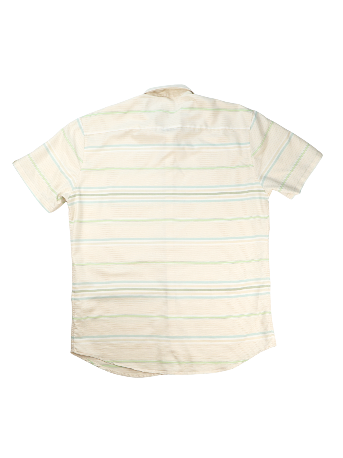 DAY & AGE Men’s XL Coastal Stripe Button Front Shirt Taupe Green Blue Casual