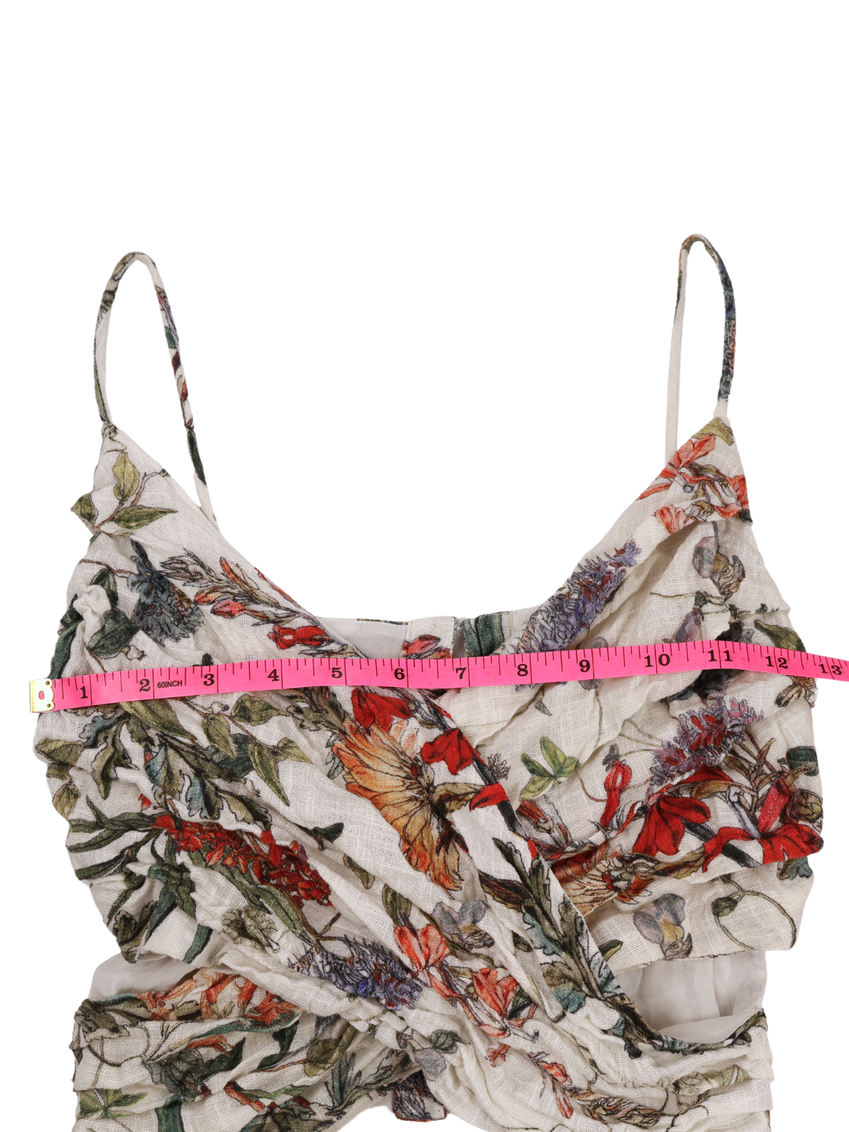 Zara Floral Ruched Crop Top XS Romantic Botanical Cami