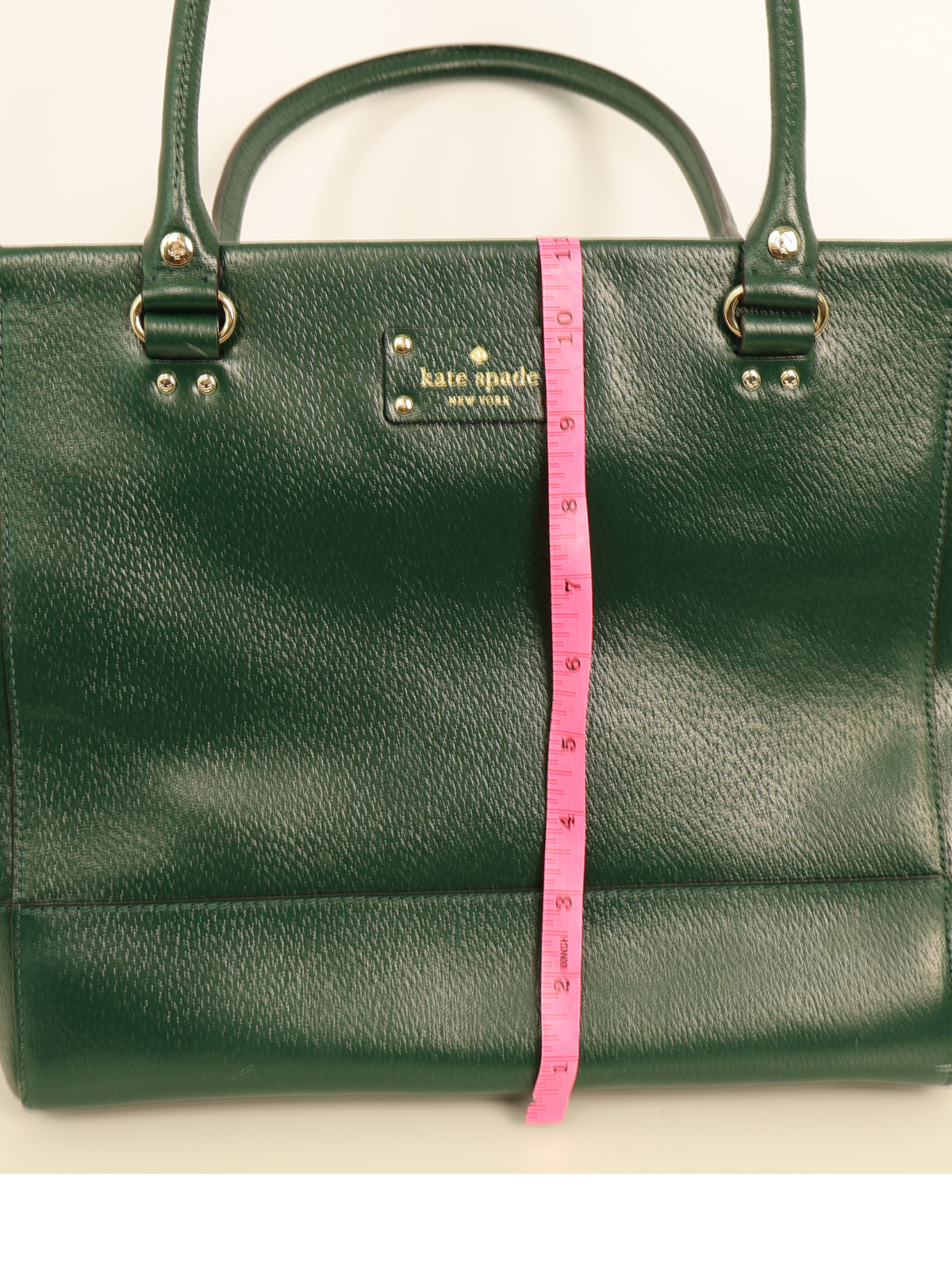 Kate Spade Green Leather Tote Bag Gold Hardware Large Shoulder Handbag