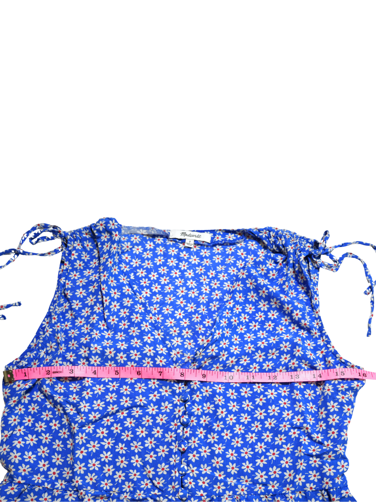 Madewell Blue Daisy Floral Tank Top | Tie Shoulder Peplum Blouse | Size 2