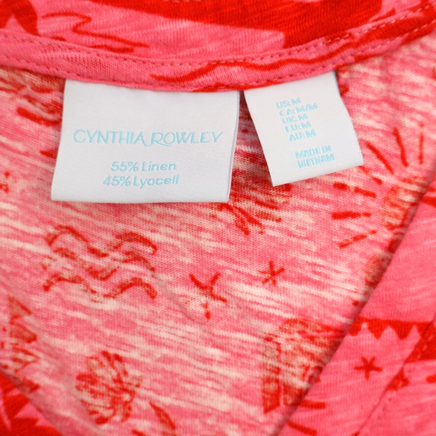 Cynthia Rowley Pink & Red Tropical Print Tank Top Size Medium