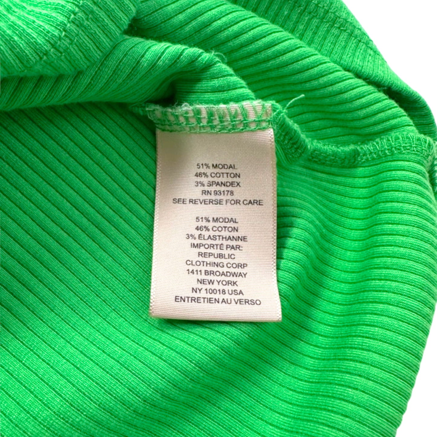 Philosophy Green Ribbed Tank Ruffle Sleeve Top Soft Stretch Knit Size Medium