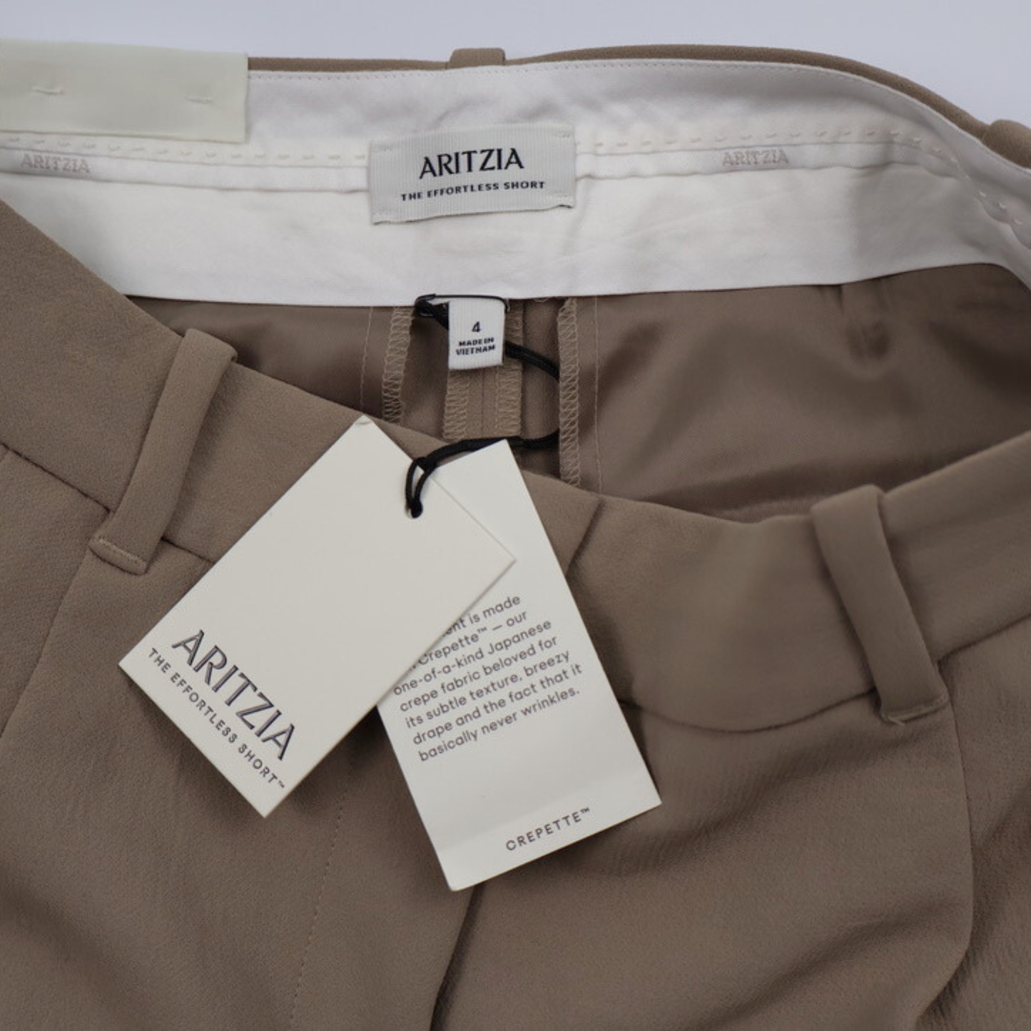 Aritzia Tailored Khaki High Rise Shorts Size 4
