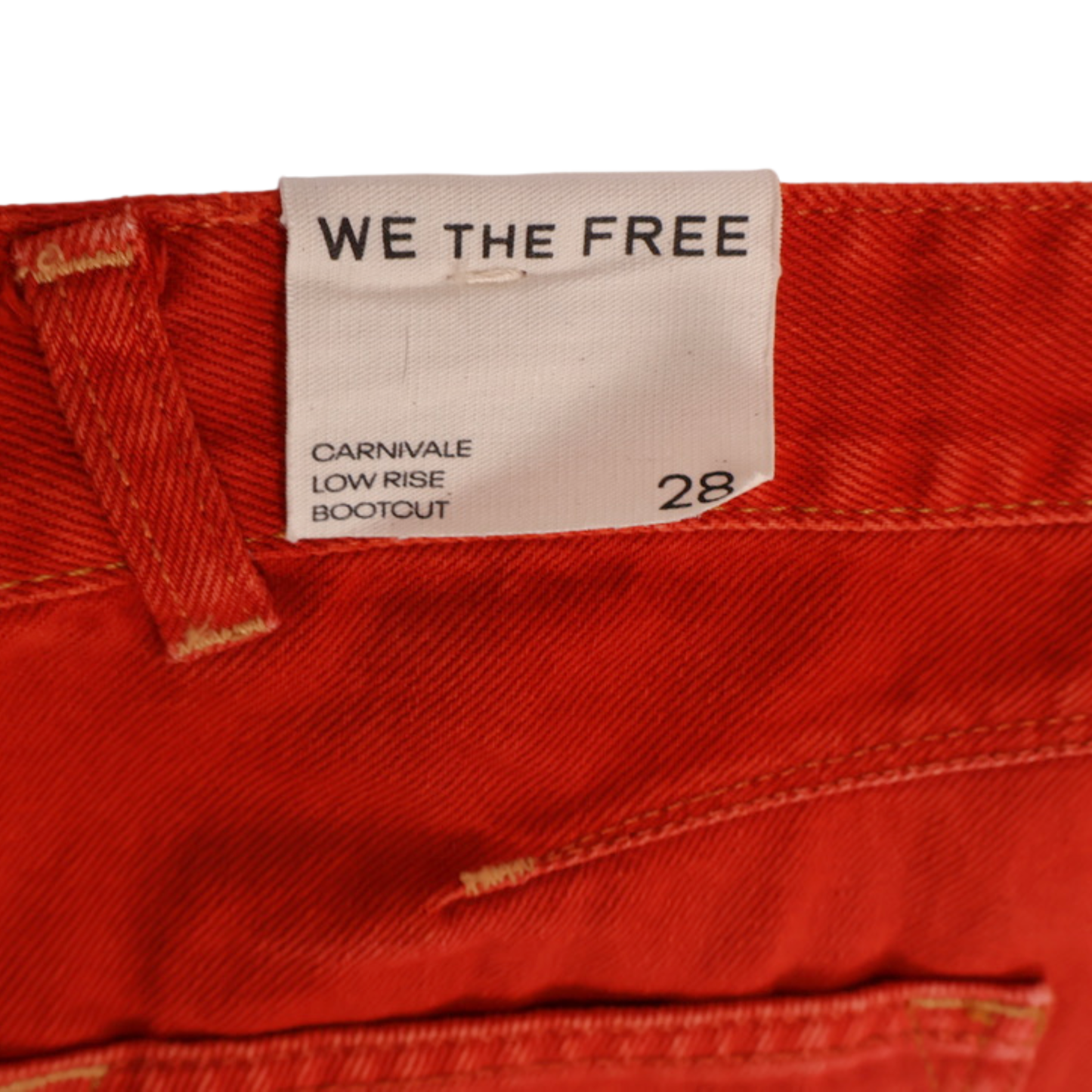 WE THE FREE Carnivale Low Rise Bootcut Jeans | Red Statement Denim | Size 28 | NWT