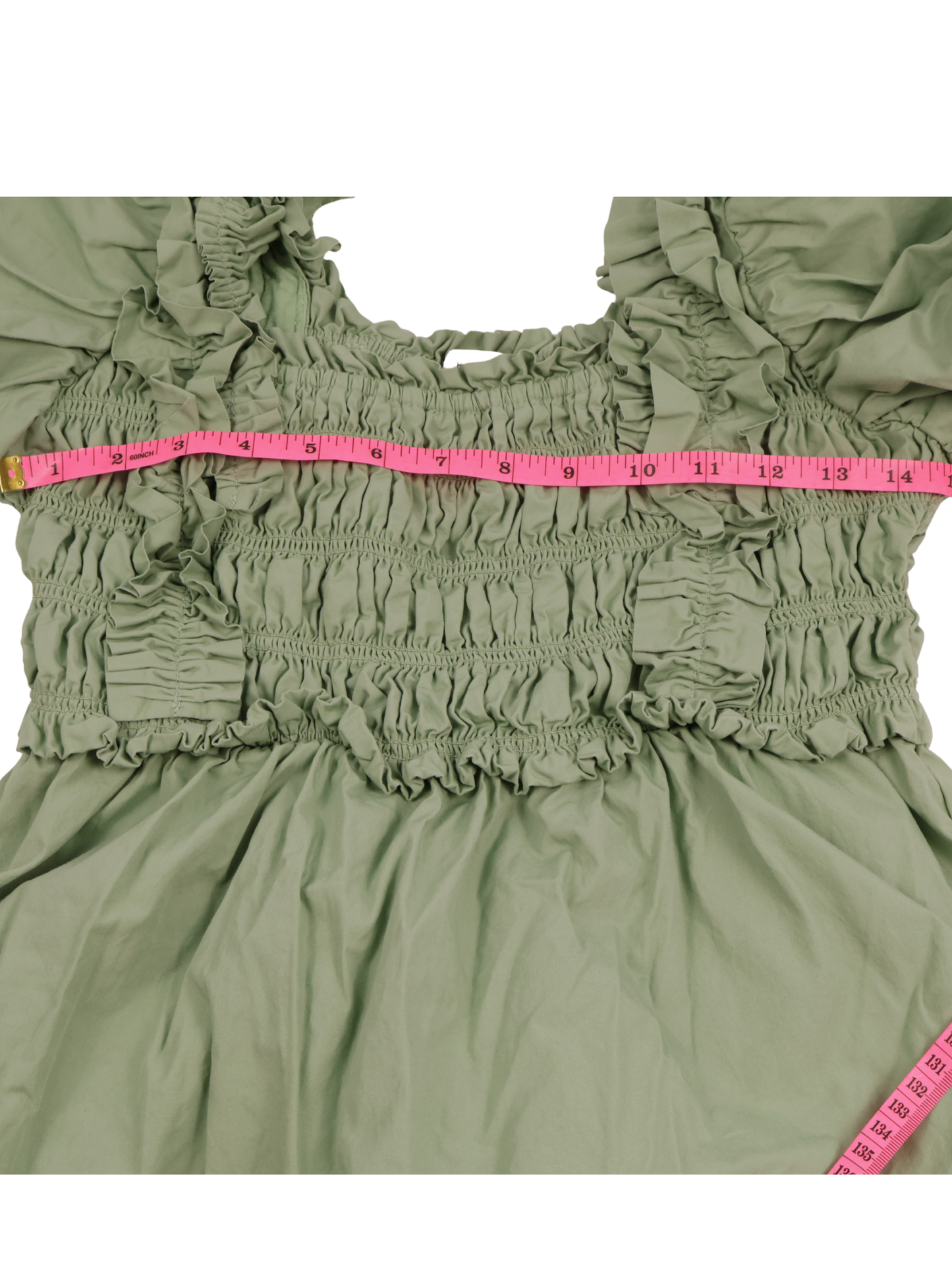 English Factory Green Midi Dress Smocked Puff Sleeve Flowy Size Small