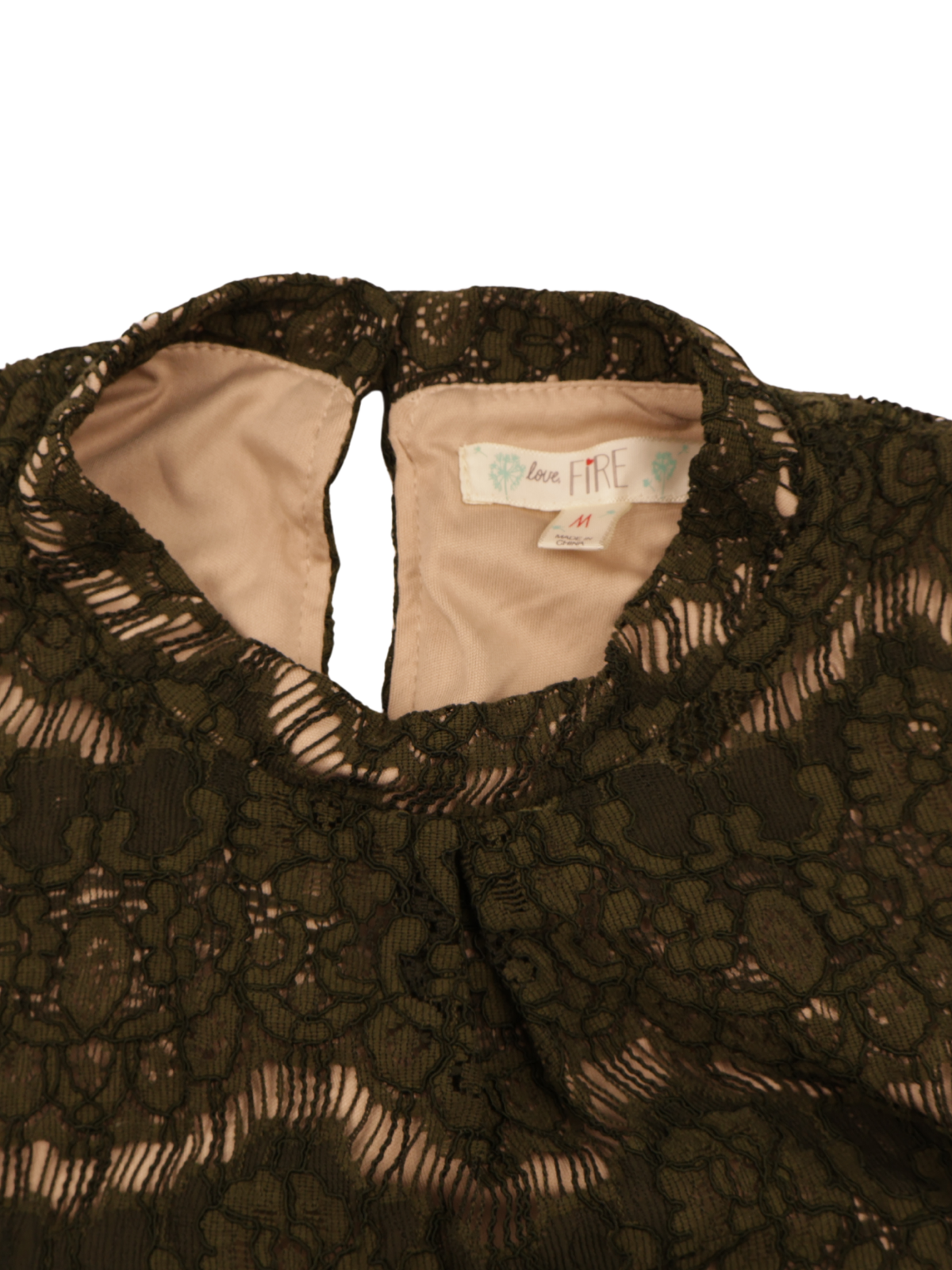 Love Fire Olive Green Lace Halter Blouse | Feminine Statement Top