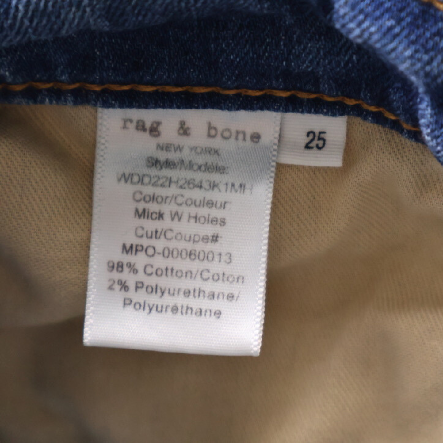 Rag & Bone Distressed Skinny Jeans – Size 25 – Medium Wash Raw Hem Denim